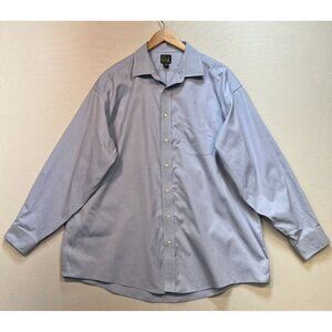 Jos. A Bank Mens Travelers Button Up Cotton Shirt Size 171/2-34 Blue Long Sleeve